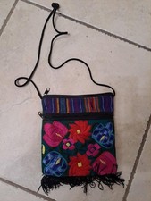 Guatemalan Embroidered Floral Crossbody Bag Colorful Boho Woven Travel Purse