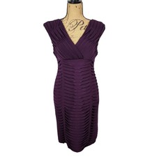 ADRIANNA PAPELL Occasions Size 10 Purple Pleated Empire Waist Cocktail Dress