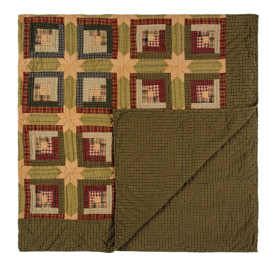 Rustic Twin Quilt Green Patchwork Tea Cabin Cotton Bedroom Decor VHC Brands - Image 4 of 4