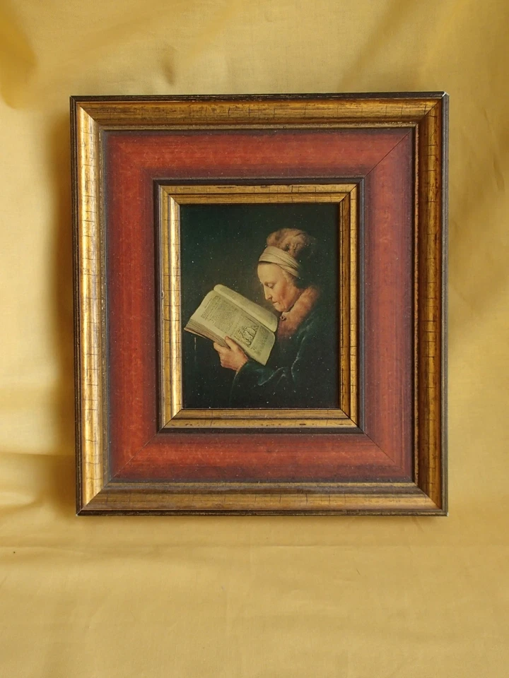 - Lesende alte Frau -schöner gerahmter Kunstdruck nach d. Gemälde von Gerrit Dou