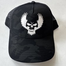 Skull Wings Trucker Cap Baseball Hat Black Camo Mesh Snapback Biker Gothic
