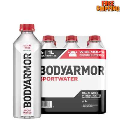 #ad BODYARMOR SportWater Alkaline Water High 1 Liter Pack of 6 free shipping $7.54
