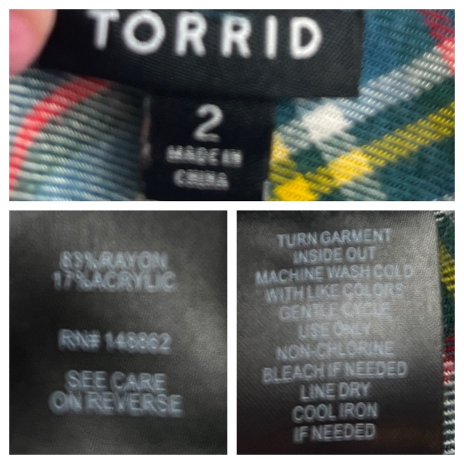 Torrid Button Down Collared Soft Flannel Red Gree… - image 9