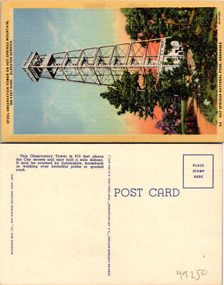 Steel Observation Tower Hot Springs Mountain Elevator AR Postcard Unused 49250