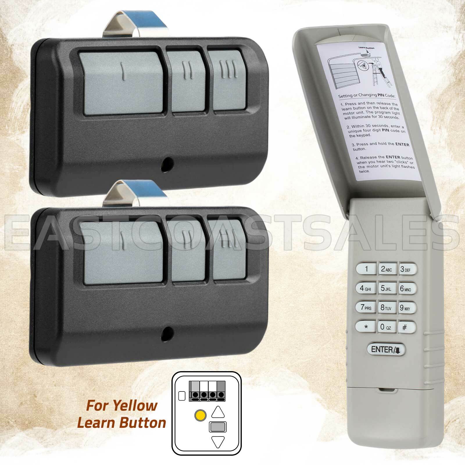 For Liftmaster Sears Garage Door Keypad 877LM Opener + 2 Visor Remote