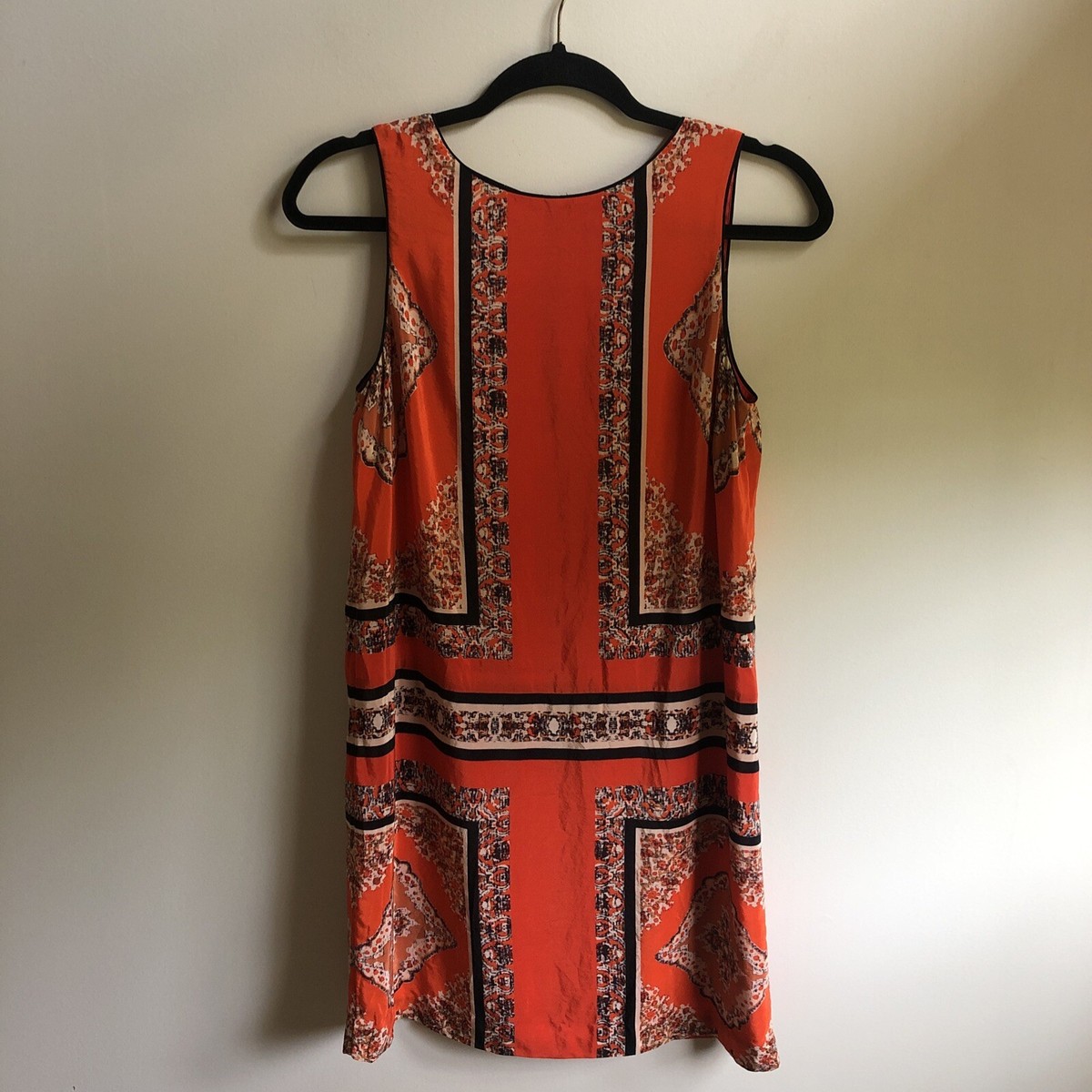 canna silk dress Anthropologie Maeve Women’s Canna Shift 100% Silk Dress Orange Black Print  Sz 0P