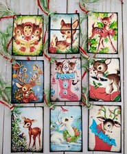 9 Retro Style Christmas Handmade Gift Tags Junk Journals Scrapbooks Crafts