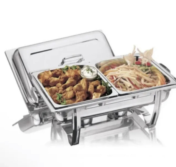 Neu Edelstahl Scheuern Geschirr Set 8,50L Essen Pfanne Catering Buffet Wärmer Tablett