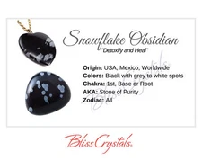 SNOWFLAKE OBSIDIAN Crystal Information Card, Double sided #HC108