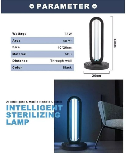 Ozone Sterilizati Ultra Violet Germicidal Lamp + remote control and timer Black - Picture 10 of 12