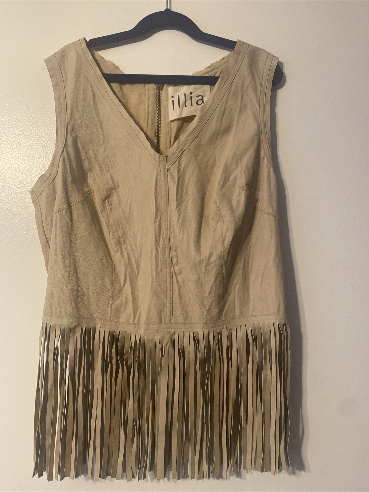 Illia Leather And Linen Fringe Top Cowboy Cowgirl Hal… Gem