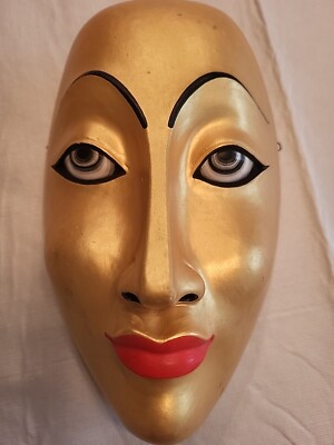 Wayan Muka Gold Mask, Mas-Ubud, From Bali, Signed