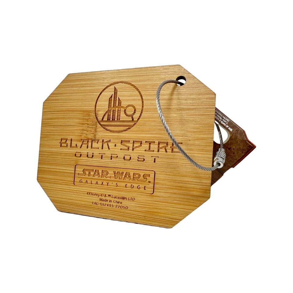 🌟Disney Parks Star Wars Aurebesh Translator Black Spire Outpost Wooden Keychain - Image 2 of 2