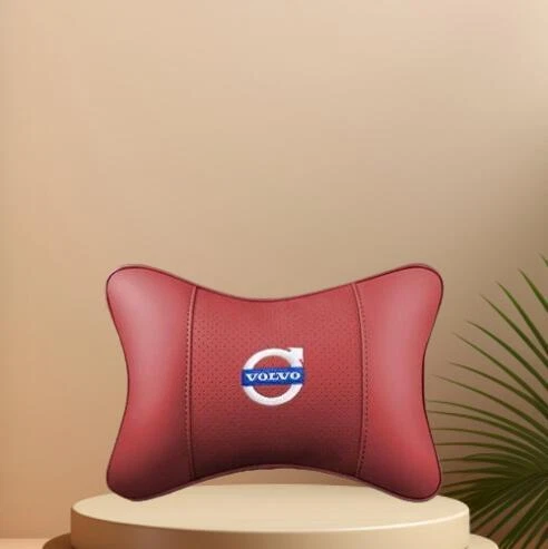 2Pcs Wine Red Car Seat Headrest Neck Cushion Neck Pillow Breathe For Volvo - Imagem 3 de 4