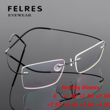 Men Rimless Metal Frame Reading Glasses Fashion Ultralight Presbyopic Readers