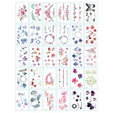 Mix Temporary Tattoos Set Flowers wreaths Temporary Tattoos 30 Sheets
