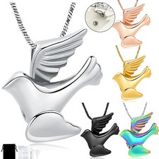 Peace Dove Urn Necklace for Ashes Bird Cremation Engravable Memorial Urn Pendant
