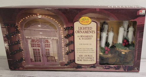 Holiday Highlights Candles 6 Ornaments 18 Lights Holly Christmas Light Decor - Picture 4 of 10