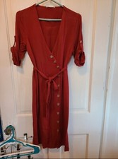 Vintage-style Rebellion  midi red button up dress, soft  size medium