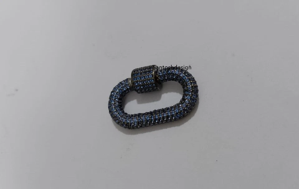 Beautiful Oval Silver Blue Sapphire Carabiner Lock Clasp,Handmade Clasp Jewelry - Image 3 of 4