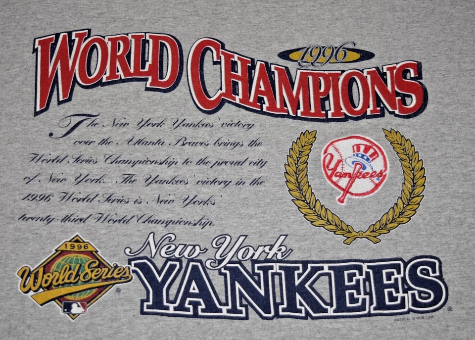 Camiseta De Colección MLB New York Yankees Campeones Mundiales Talla L 1996 Lee Sport Nuez moscada Foto 3 de 4