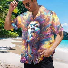 Hawaiian Button Shirt. Jimi Hendrix 70's Music