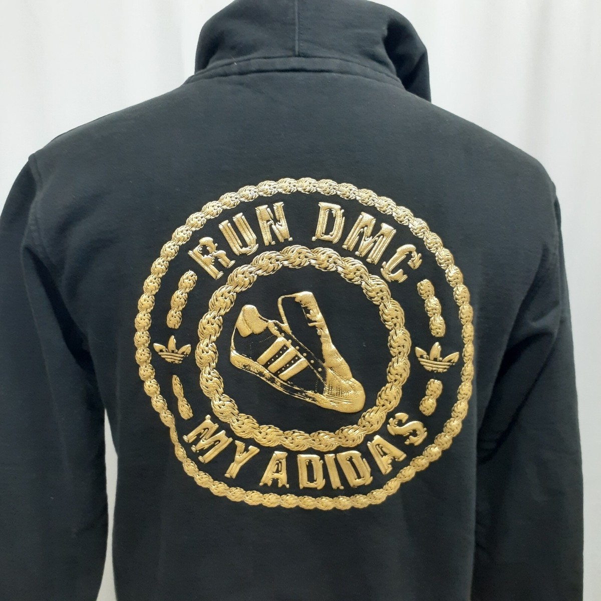 Adidas Hoodie Men's Small Black Run DMC Embroidered Logo