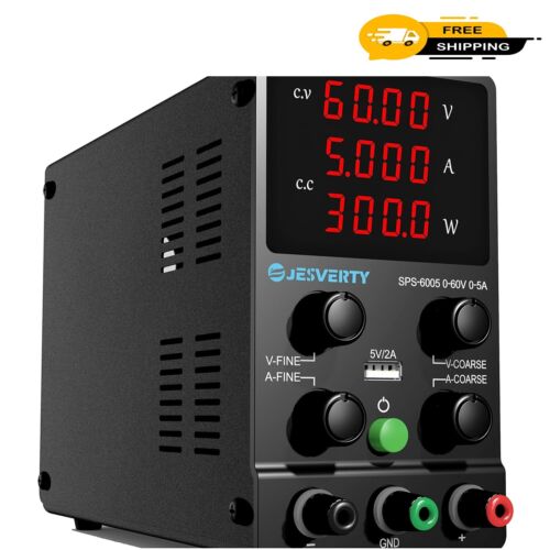 Compact Switching DC Regulator 0-60V, 5A with Auto CV/CC Modes and Protection