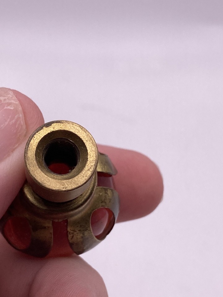 Vintage Red Glass Marble Ball and Brass Lamp Finial eBay