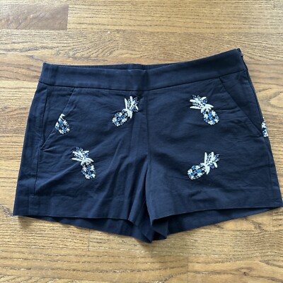 Women s Navy Dark Blue Beaded Pineapple accent Shorts NWT SIZE Loft