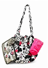 Disney Mickey & Minnie Mouse Drawstring Travel Tote Bag with Pouches - Rare!