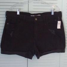 NWT OLD NAVY MID-RISE BOYFRIEND NEW HOT BF BLACK DESTRUCTED CUFFED HEM 3" LENGTH