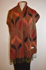 Pashmina Silk Designer Red Multicolor Rectangle Scarf Shawl Wrap On Sale