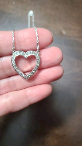 VINTAGE*OPEN HEART STERLING NECKLACE,C.1930'S - Picture 7 of 9
