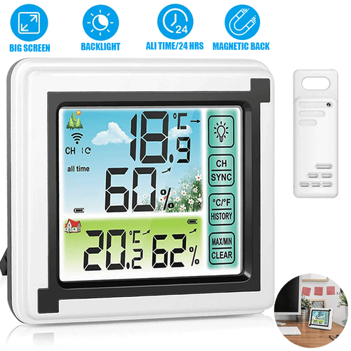 Indoor Outdoor Thermometer Hygrometer Wireless Humidity Meter Weather Station - Picture 1 of 22