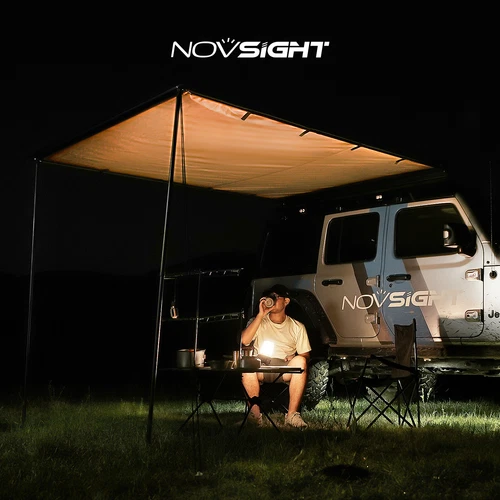 6.6'L x 9.8' WRooftop Car Side Pull Out Sun Shade Awning Outdoor Camping Travel - Picture 1 of 13
