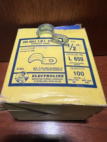 Electroline, One-Hole EMT Strap 1/2" (New). 12 Pcs