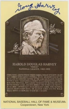 Doug Harvey Autographed Signed Hall Of Fame Plaque Postcard AMCo COA 8100