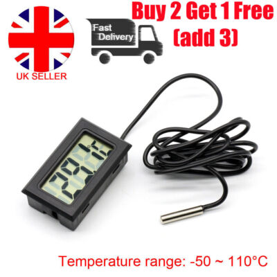 Fischtank Wasserthermometer Digital LCD Aquarium Temperatur Kühlschrank Gefrierschrank UK