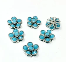 6pc Swarovski Turquiose Cluster Findings 12mm Rhinestones Rhodium Overlay