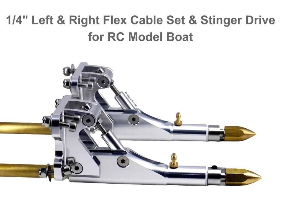 1/4 Left & Right Flex Cable Set w/ Stinger Drive for Gas Nitro Electric RC Boat - Image 3 of 4
