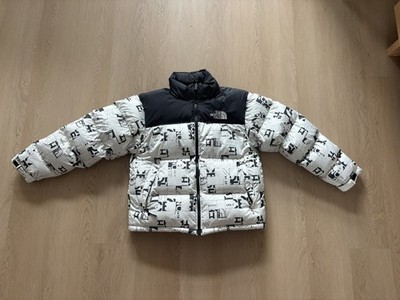 The North Face Nuptse Jacket White Broken Grid 1996 Retro Men s Size Medium