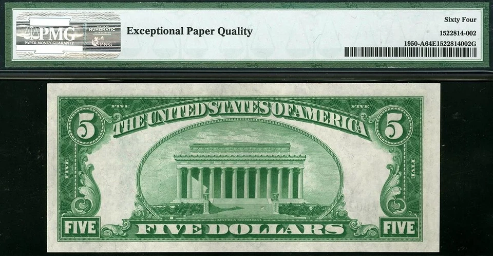 1928 $5 Boston Federal Reserve Note FRN • Fr.1950-A • PMG 64 EPQ - Image 2 of 2