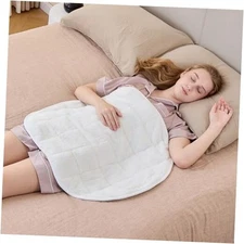 Weighted Lap Blanket for Adults, Small Plush Weighted 24" x 29" 7lbs Beige