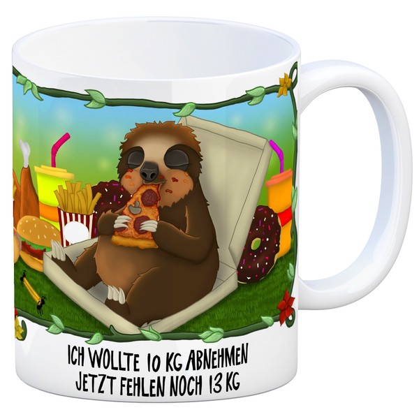 Kaffeebecher Mit Fressendes Faultier Dschungelmotiv Und Spruch: Ich Wollte 10-image
