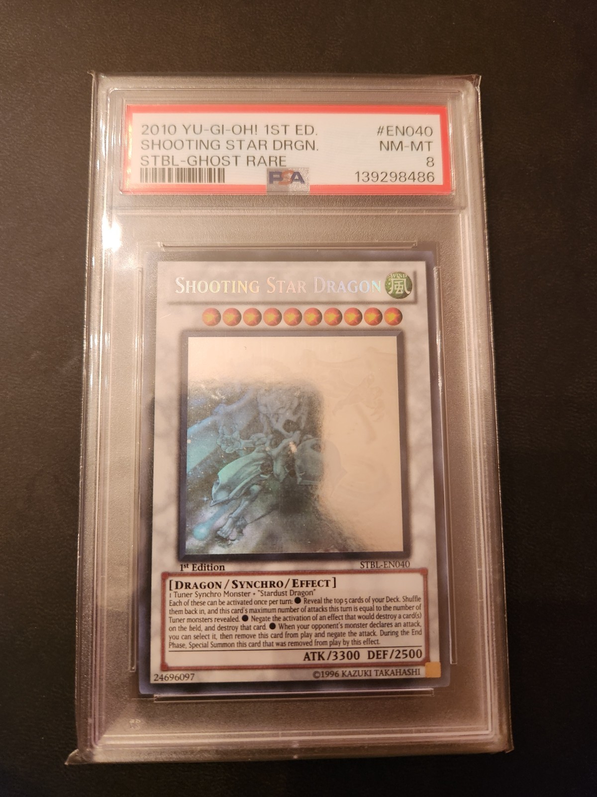 Yugioh Shooting Star Dragon STBL-EN040 Ghost Rare PSA 8 1st Edition view 1
