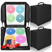 2 Pc DVD Case Holder Storage Binder with Zipper, Black