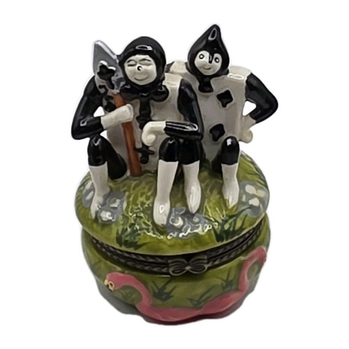 Alice in Wonderland Card Duo Trinket Box with Flamingos 3"