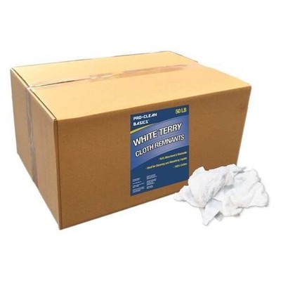 Proclean Basics Z99202 Terry Cloth Cotton Cloth Rag 50 Lb. Varies Sizes, White