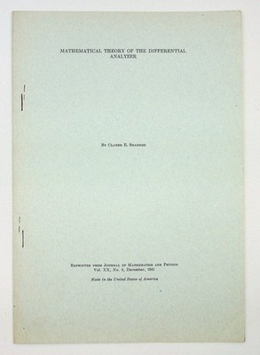 Claude E Shannon / Mathematical Theory of the Differential Analyzer offprint